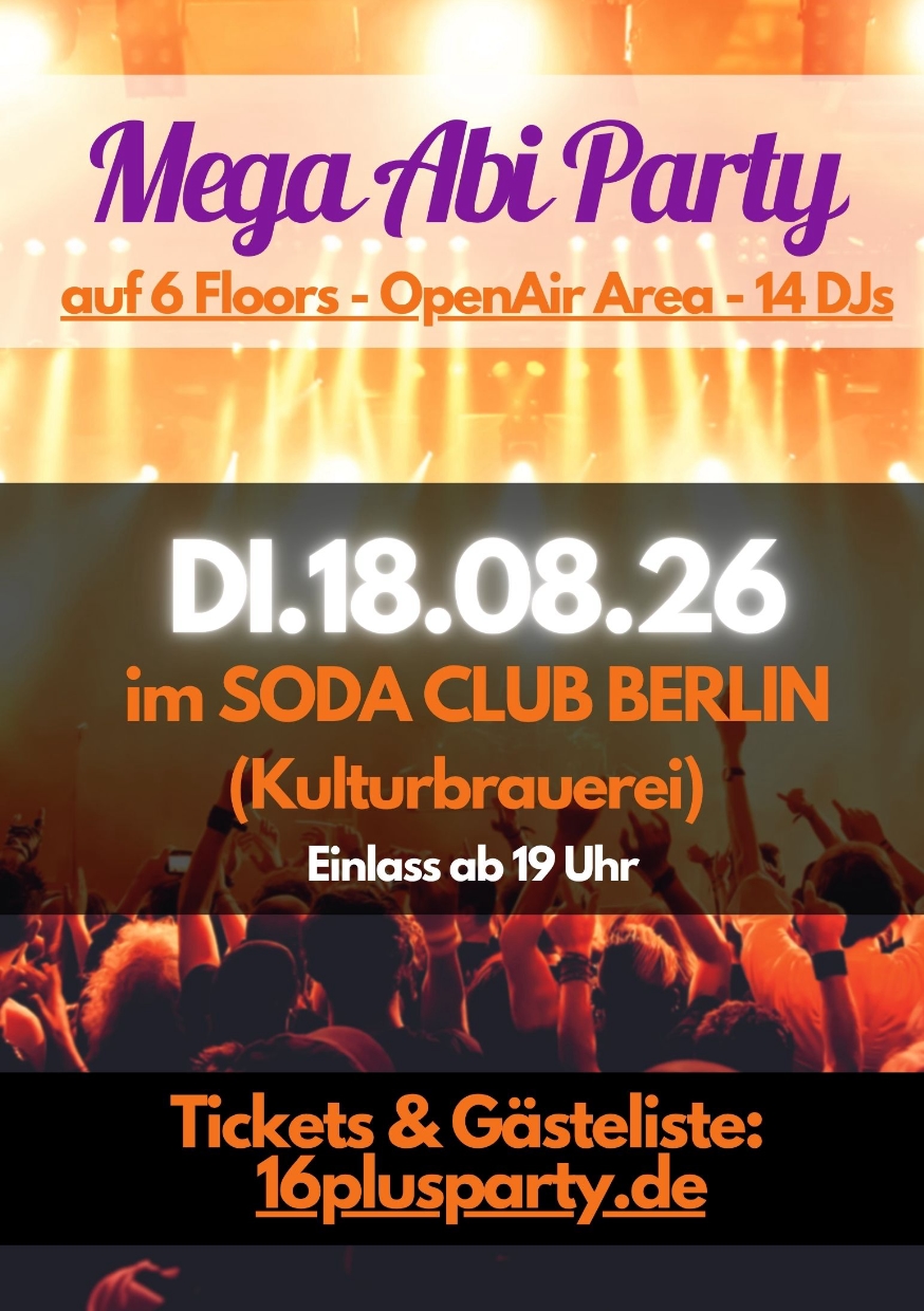 Mega Abi Party @ SODA CLUB, 18.08.2026