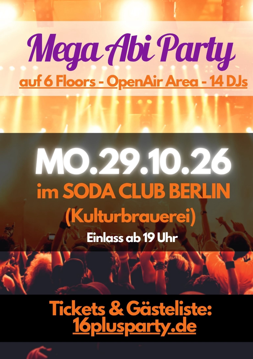 MEGA ABI PARTY @ SODA CLUB, 19.10.2026